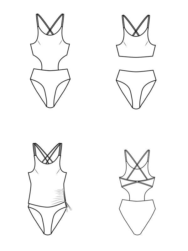 Schnittmuster ISAURA -Monokini, Bikini, Tankini, Gr. 34-54 - Sewando