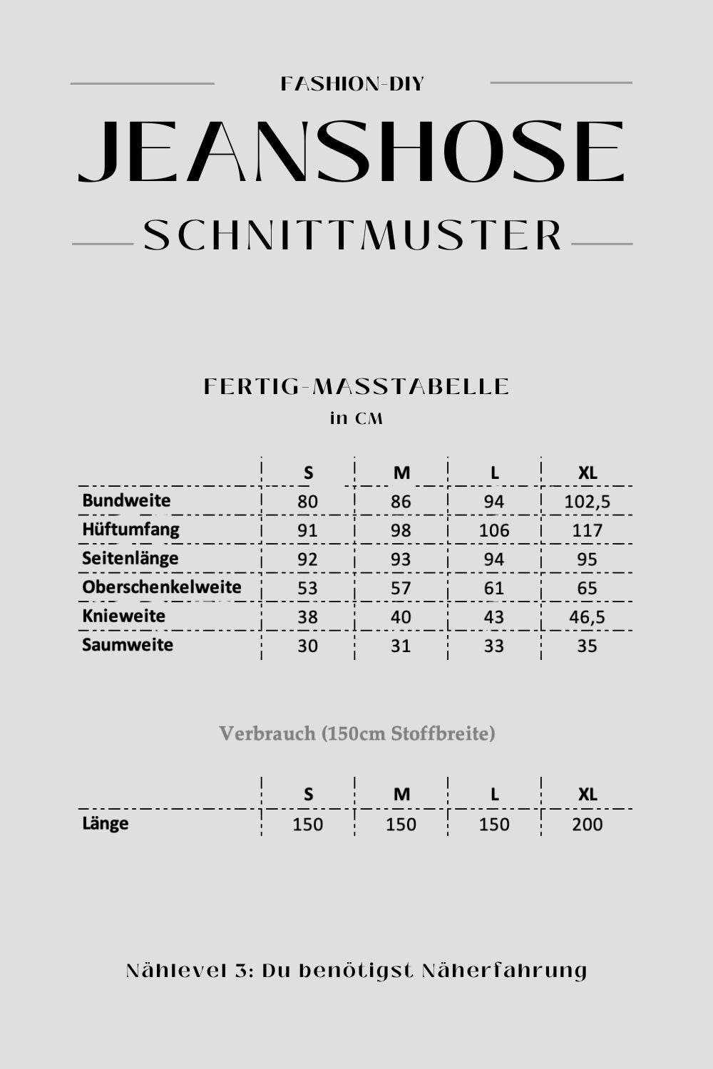 E-Book und Schnittmuster | Jeanshose S-XL - Sewando