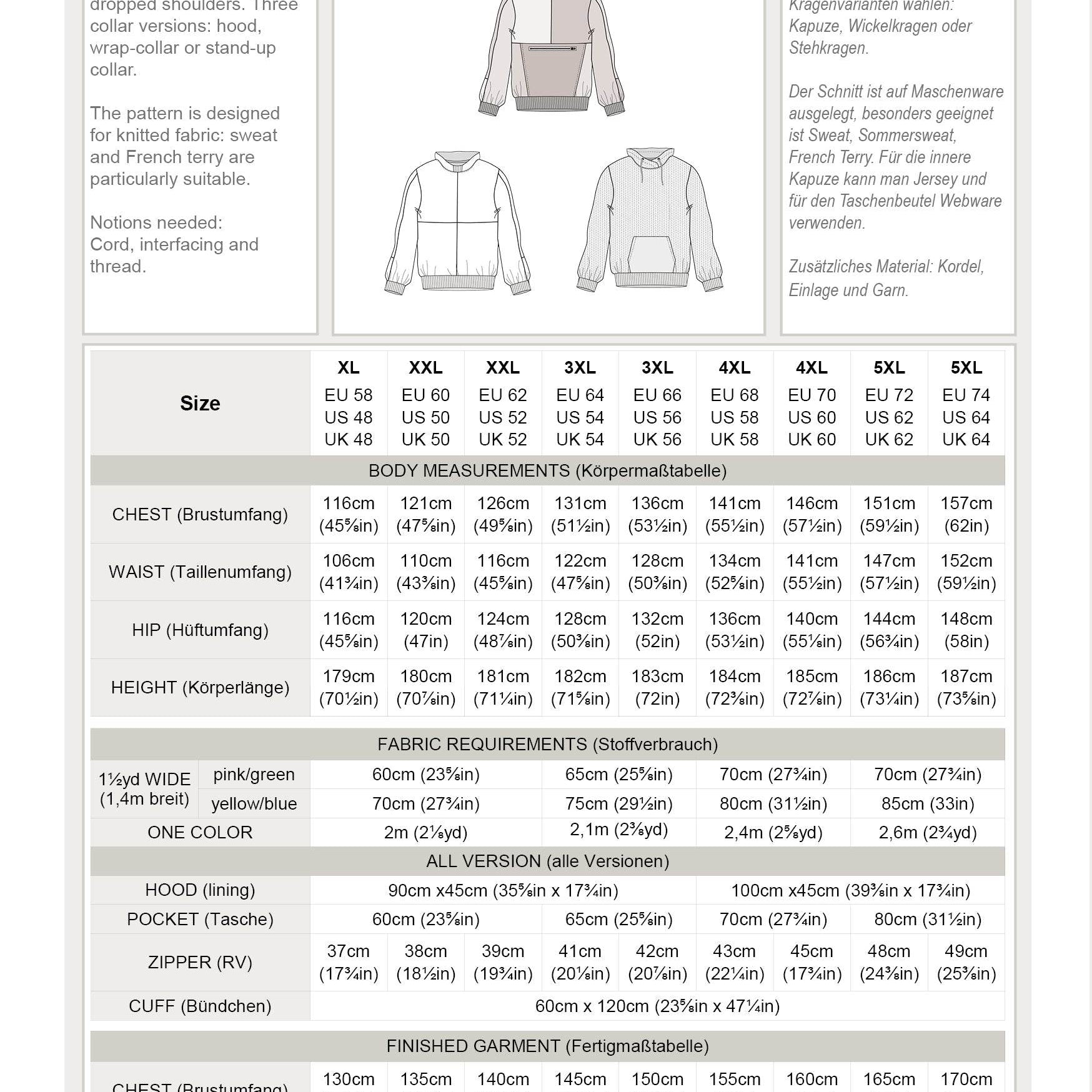 KALIX.hoodie | Herren Plus | 58-74 | Schnitt : - Sewando