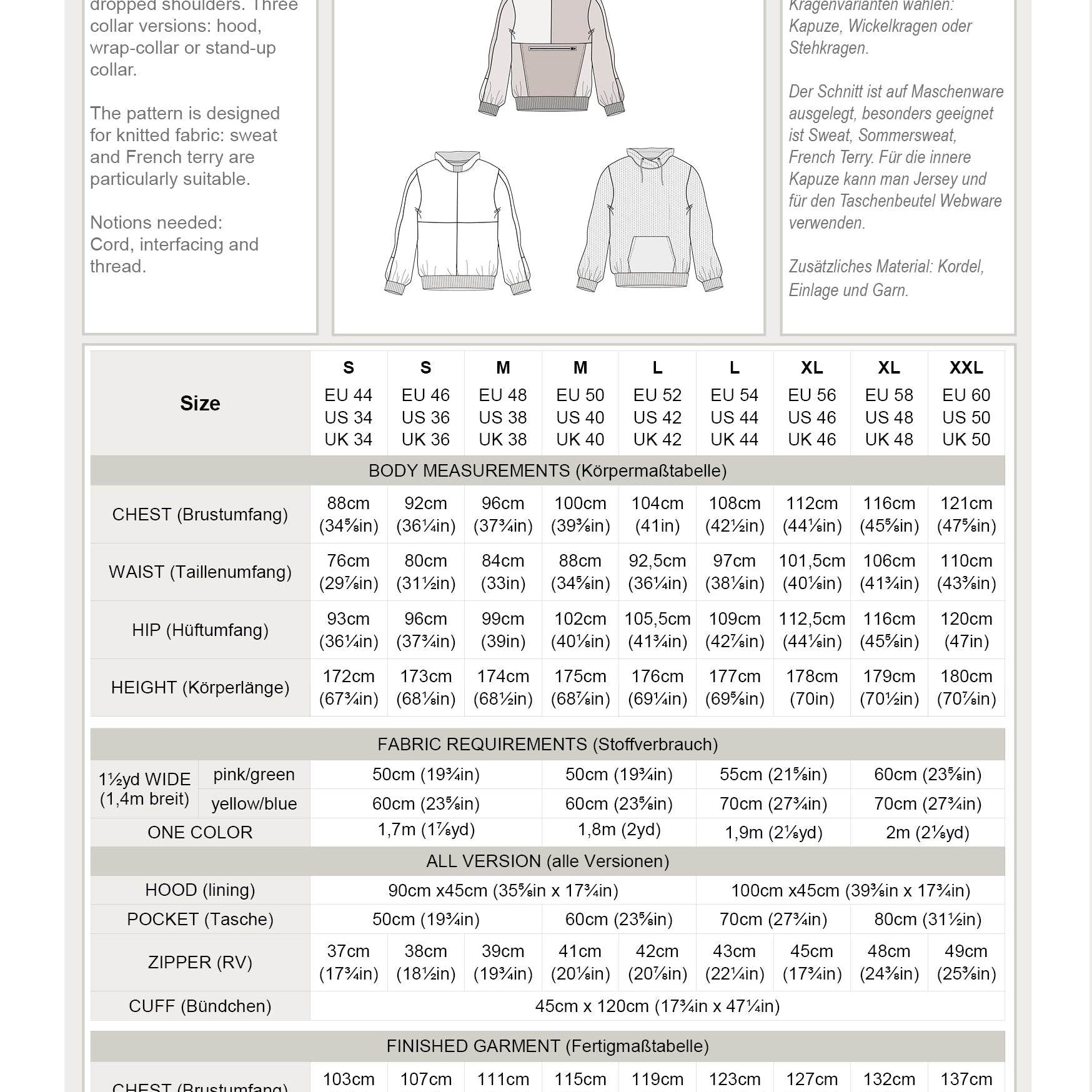 KALIX.hoodie | Herren | 44-60 | Schnitt : - Sewando