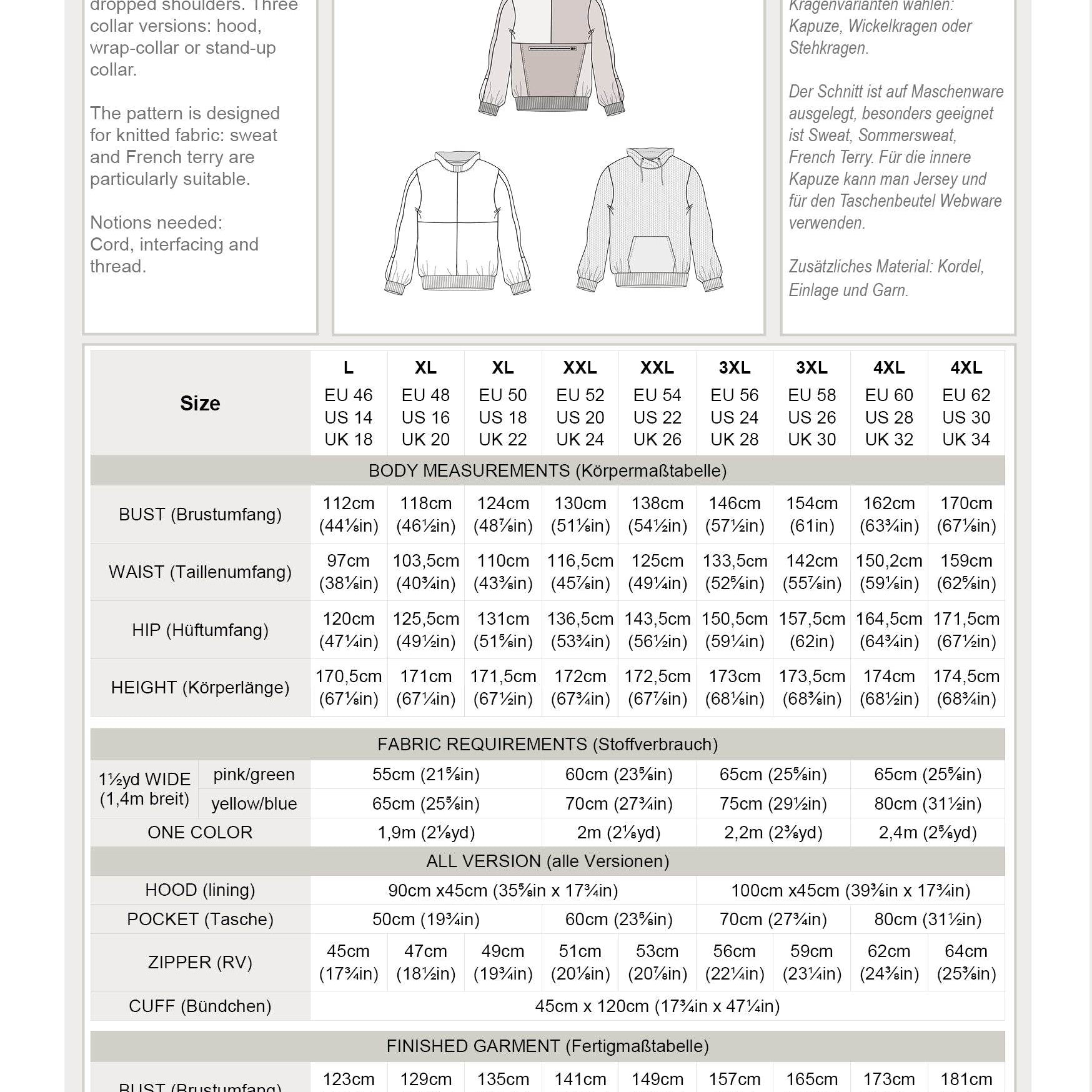 KALIX.hoodie | Damen Plus | 46-62 | Schnitt : - Sewando