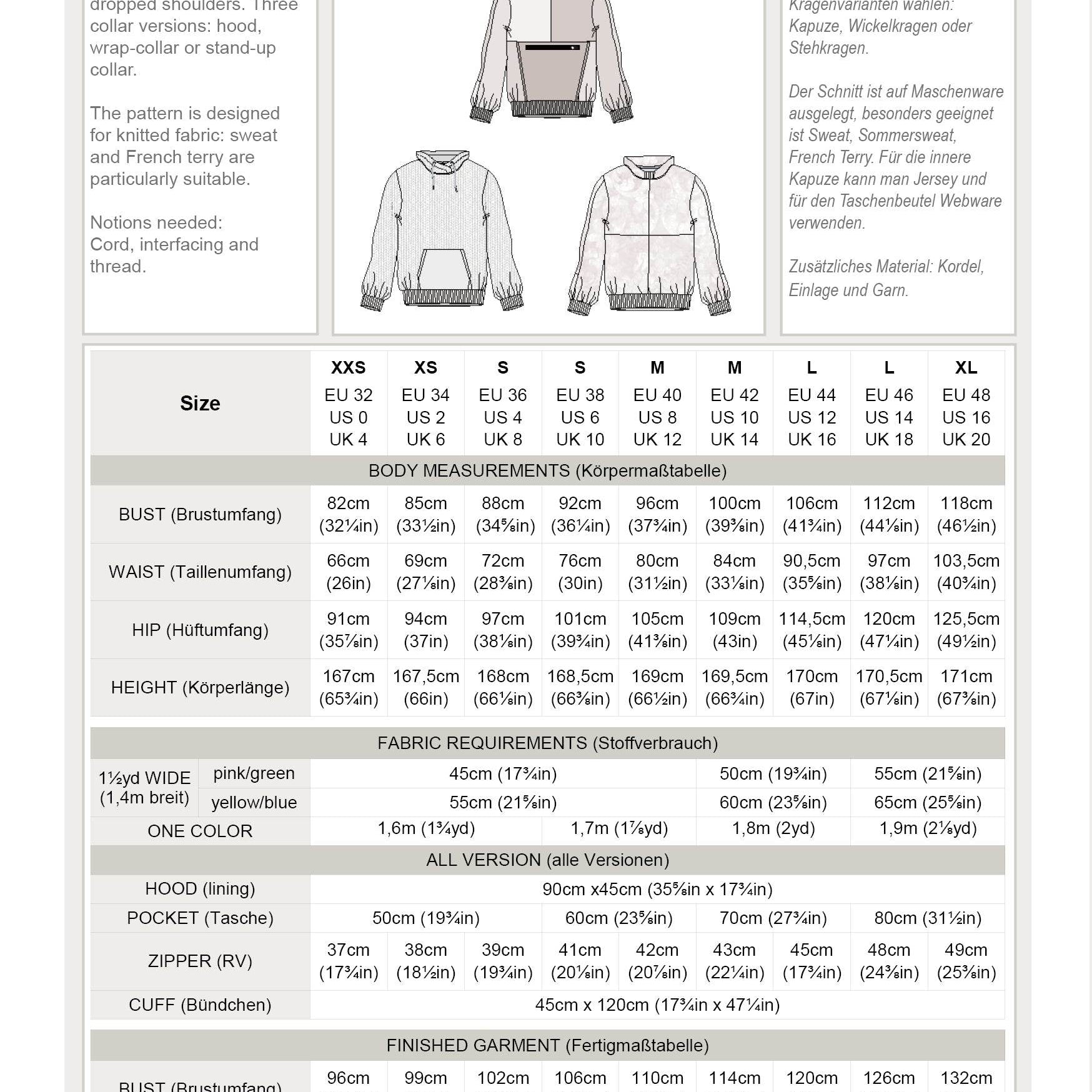 KALIX.hoodie | Damen | 32-48 | Schnitt : - Sewando