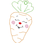 Stickdatei - 6 Karotten mit Gesicht (ITH und Doodle) - Sewando