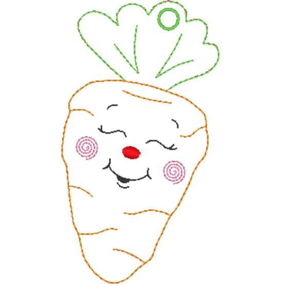 Stickdatei - 6 Karotten mit Gesicht (ITH und Doodle) - Sewando