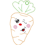 Stickdatei - 6 Karotten mit Gesicht (ITH und Doodle) - Sewando