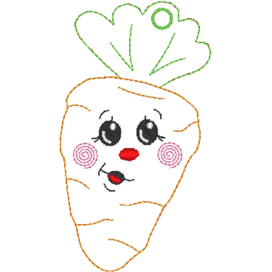 Stickdatei - 6 Karotten mit Gesicht (ITH und Doodle) - Sewando