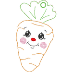 Stickdatei - 6 Karotten mit Gesicht (ITH und Doodle) - Sewando