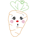 Stickdatei - 6 Karotten mit Gesicht (ITH und Doodle) - Sewando
