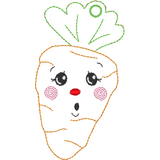 Stickdatei - 6 Karotten mit Gesicht (ITH und Doodle) - Sewando