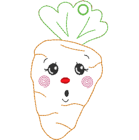 Stickdatei - 6 Karotten mit Gesicht (ITH und Doodle) - Sewando