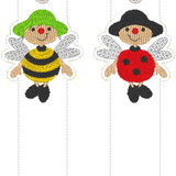 Stickdatei - Lesezeichen-Set "Bienenkind & Käferkind" personalisierbar