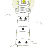 Stickdatei - Doodle-Applikation "Leuchtturm"  in 3 Größen
