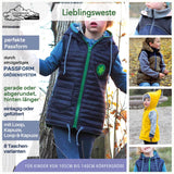 Big Lieblingsweste mit Kapuze und Loop, abnehmbarer Kapuze für 105cm-140cm Körpergröße - Sewando