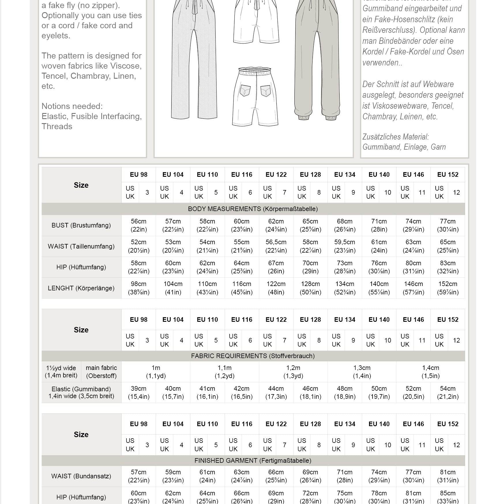 LYSE.hose | Kinder | 98-152 | Schnitt : - Sewando