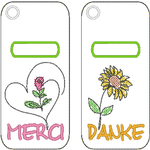 Stickdatei - DANKE / MERCI Verpackung 10x10 cm - Sewando
