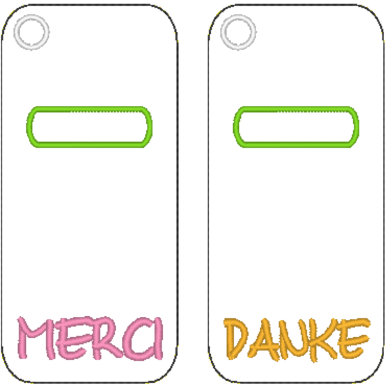 Stickdatei - DANKE / MERCI Verpackung 10x10 cm - Sewando