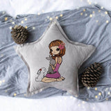 Doodle Mädchen mit Hasen Stickdatei – zarte Freundschaft fürs Herz und deine Stickmaschine - Sewando