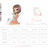 Doodle Mädchen mit Hasen Stickdatei – zarte Freundschaft fürs Herz und deine Stickmaschine - Sewando