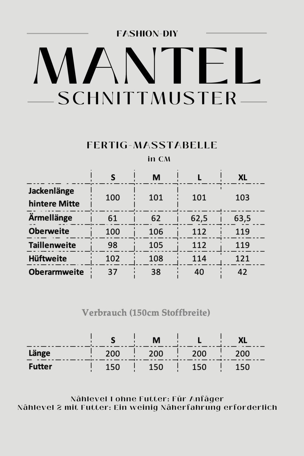 E-Book und Schnittmuster | Mantel S-XL - Sewando