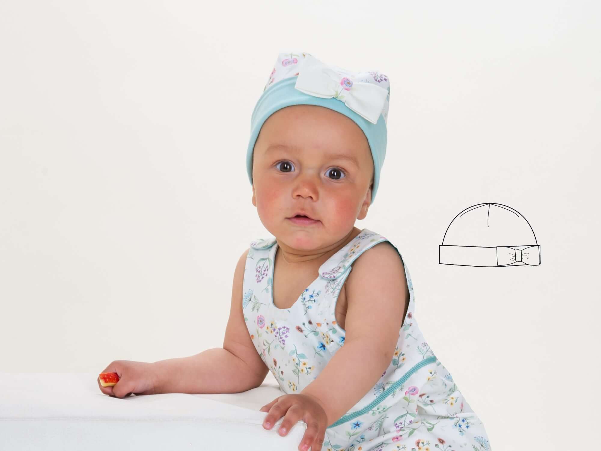Schnittmuster Baby-Overall & Mütze, Baby mit Mütze und Overall, digitales Schnittmuster für unisex Babybekleidung
