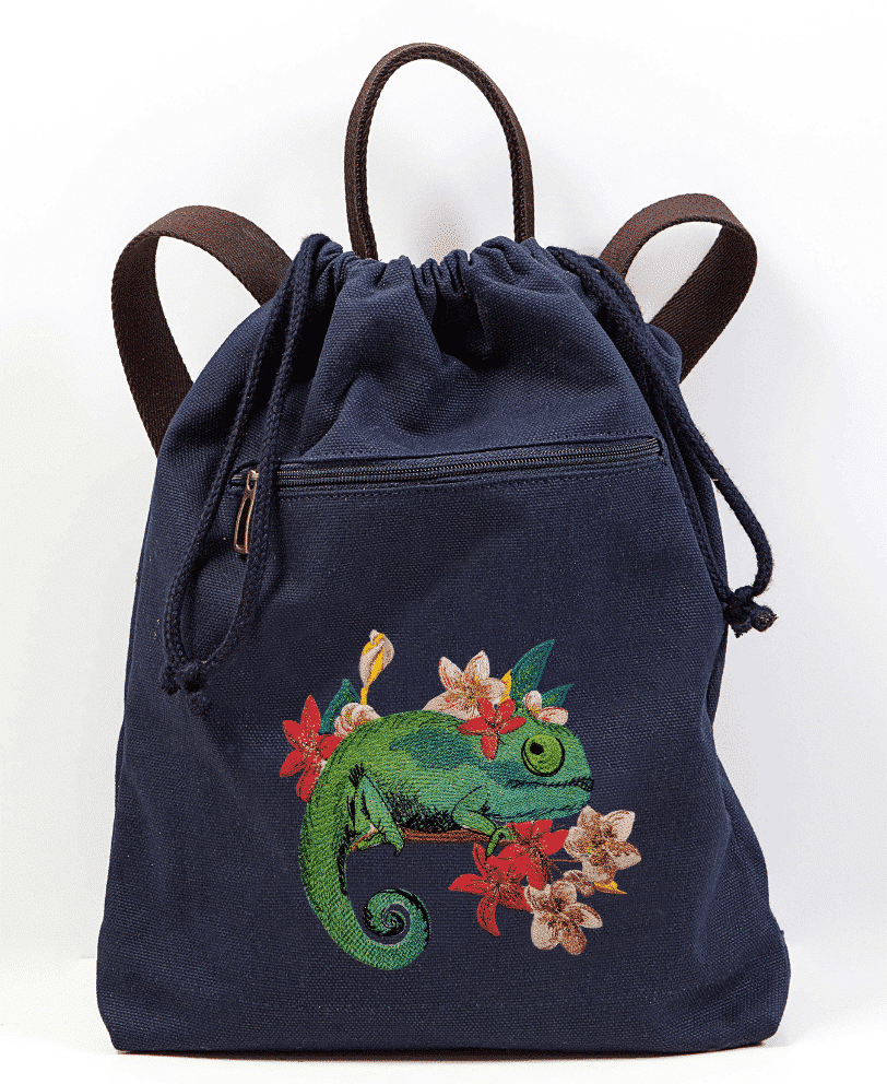Chamäleon Stickdatei – farbenfrohes Motiv für Kleidung, Taschen & Deko - Sewando