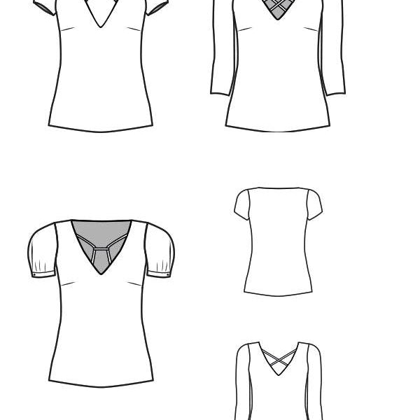 Schnittmuster Miray Shirt mit Ausschnitt- und Ärmelvariationen Gr. 34-54 - Sewando