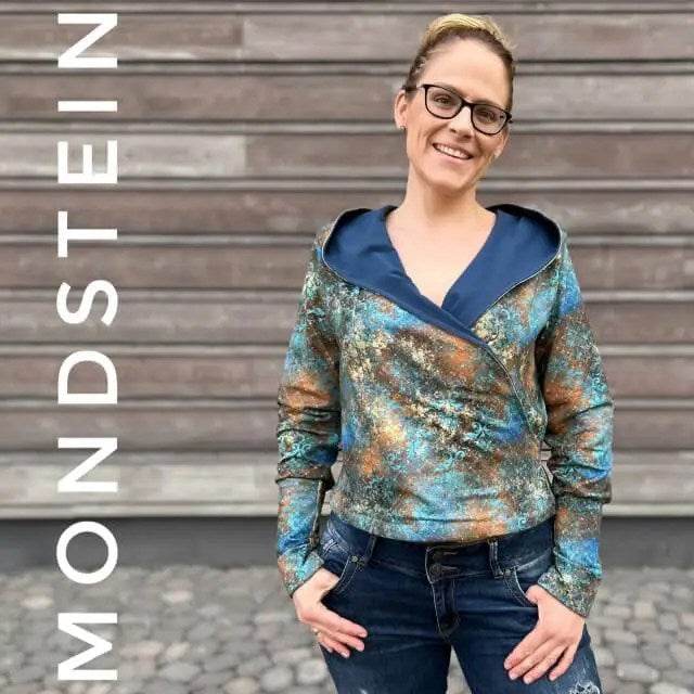 Schnittmuster Mondstein Wickel-Pullover Gr. A - M DE/EN/FR - Sewando