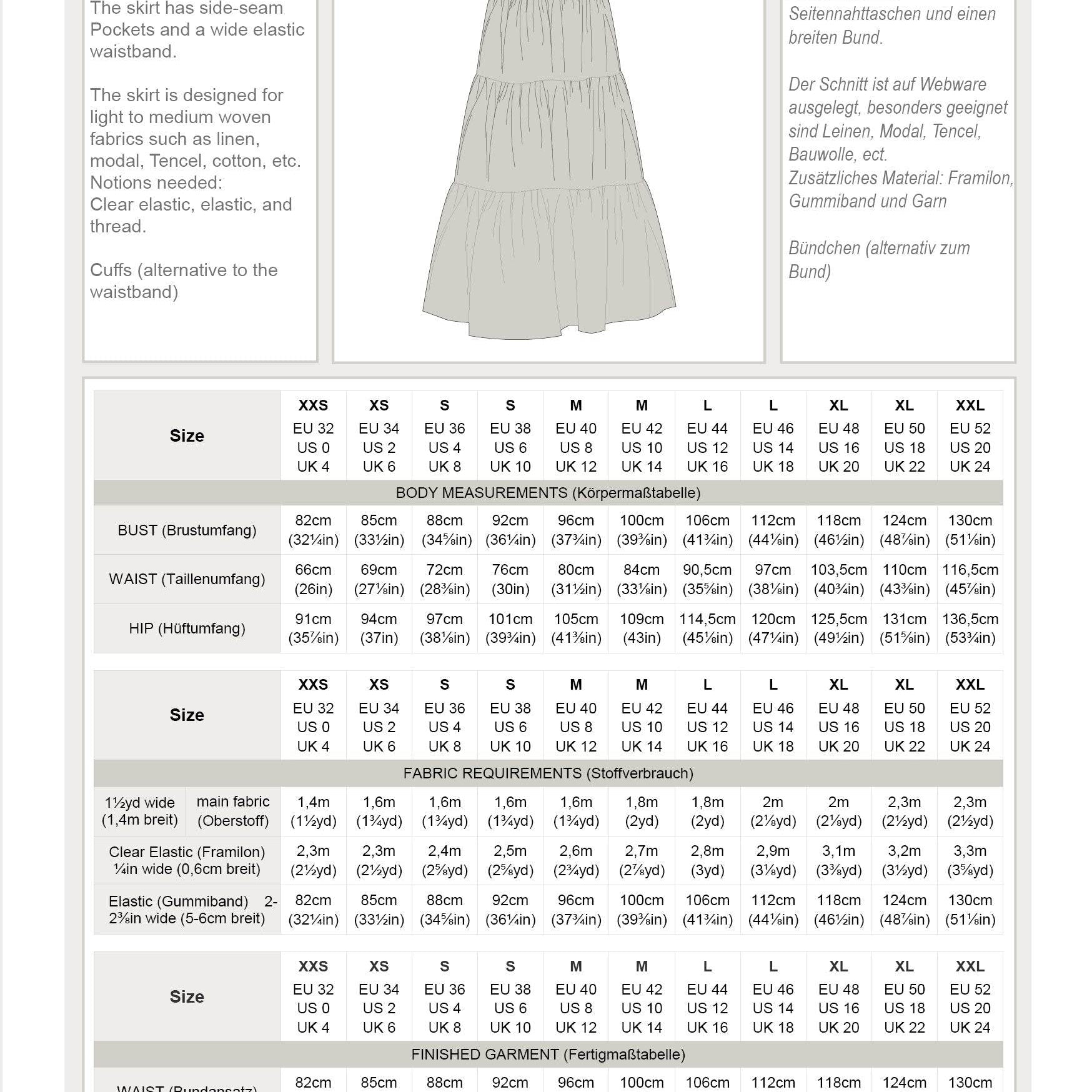 MOSSØ.maxirock | Damen | 32-52 Schnitt : - Sewando