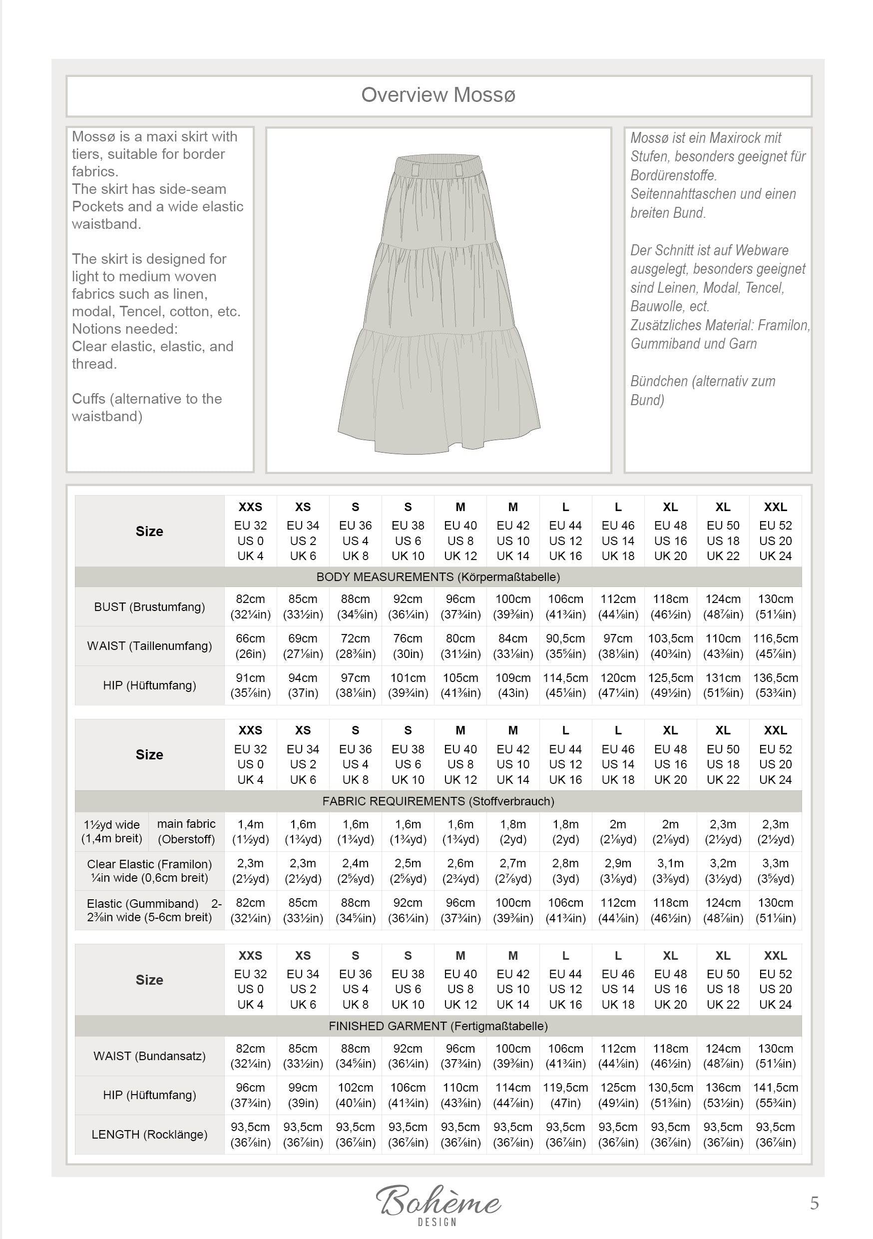 MOSSØ.maxirock | Damen | 32-52 Schnitt : - Sewando
