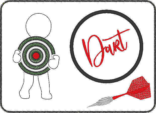 Stickdatei - Dart (Untersetzer, Mugrug, Anhänger, Schild etc.) - Sewando