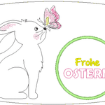 Stickdatei Mugrug Hase mit Schmetterling - Sewando