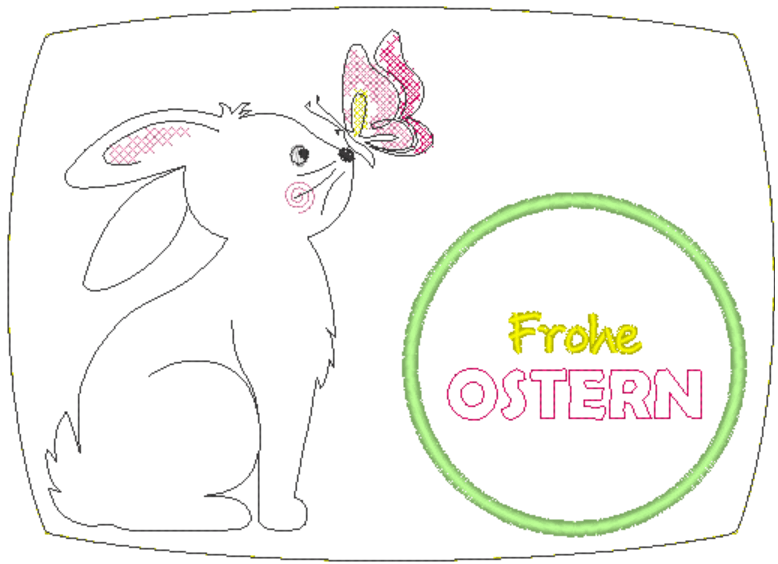Stickdatei Mugrug Hase mit Schmetterling - Sewando