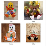 Stickdatei 4 Naschboxen Ostern (Henne, Ente, Schaf und Hase) - Sewando