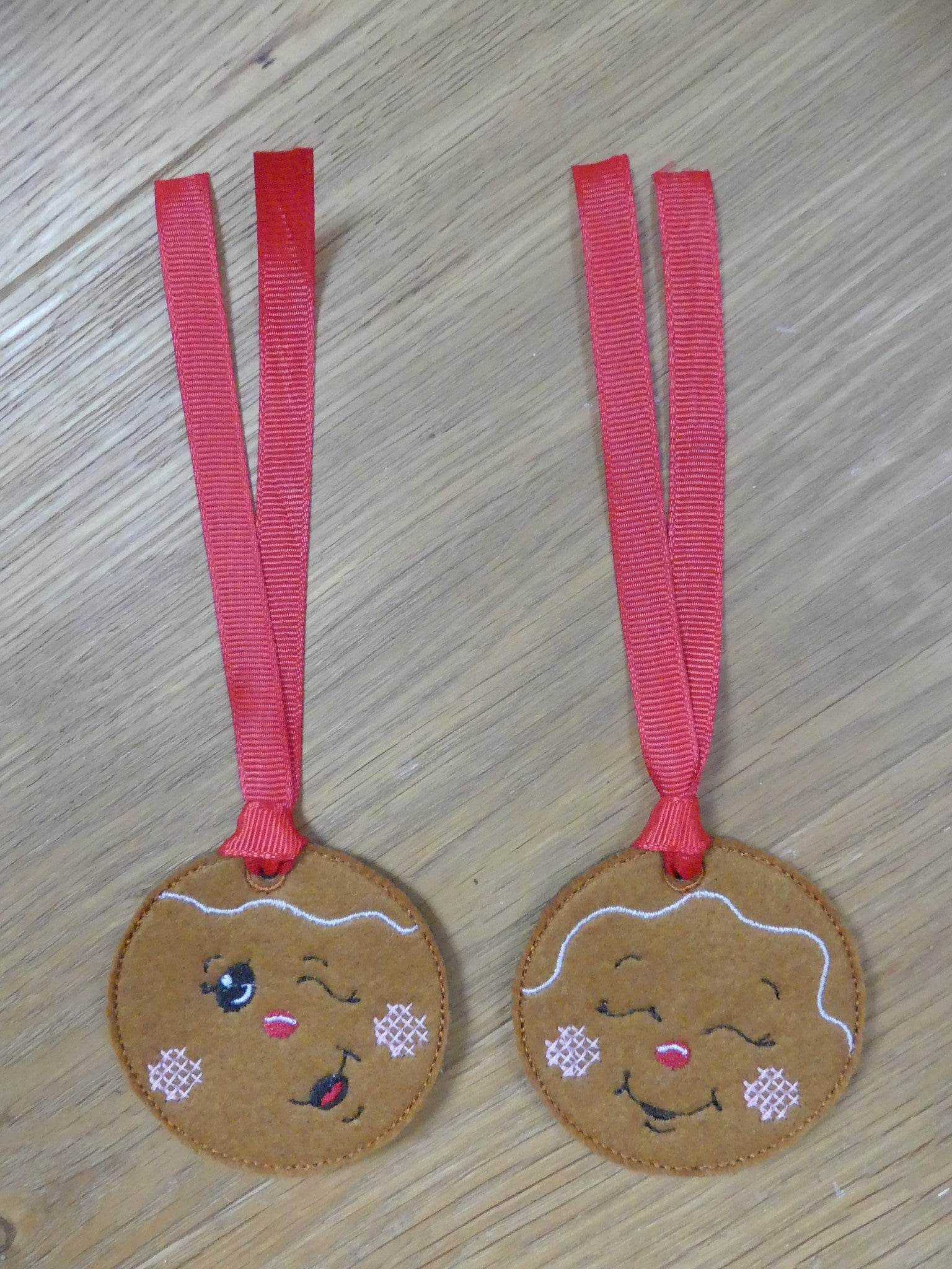 Stickdatei - 6 Kekse / Lebkuchen mit Gesicht (ITH und Doodle) - Sewando