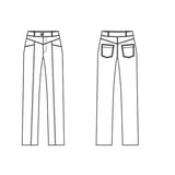 Schnittmuster PRIA- Jeans, Hose mit figurfreundlicher Längsnaht, fetzige Gesäßtaschen Gr. 34-54 - Sewando