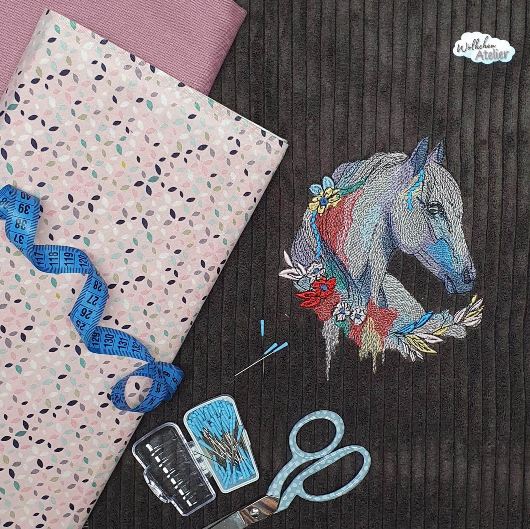 Pferd Aquarell Stickdatei – für deine Stickmaschine - Sewando