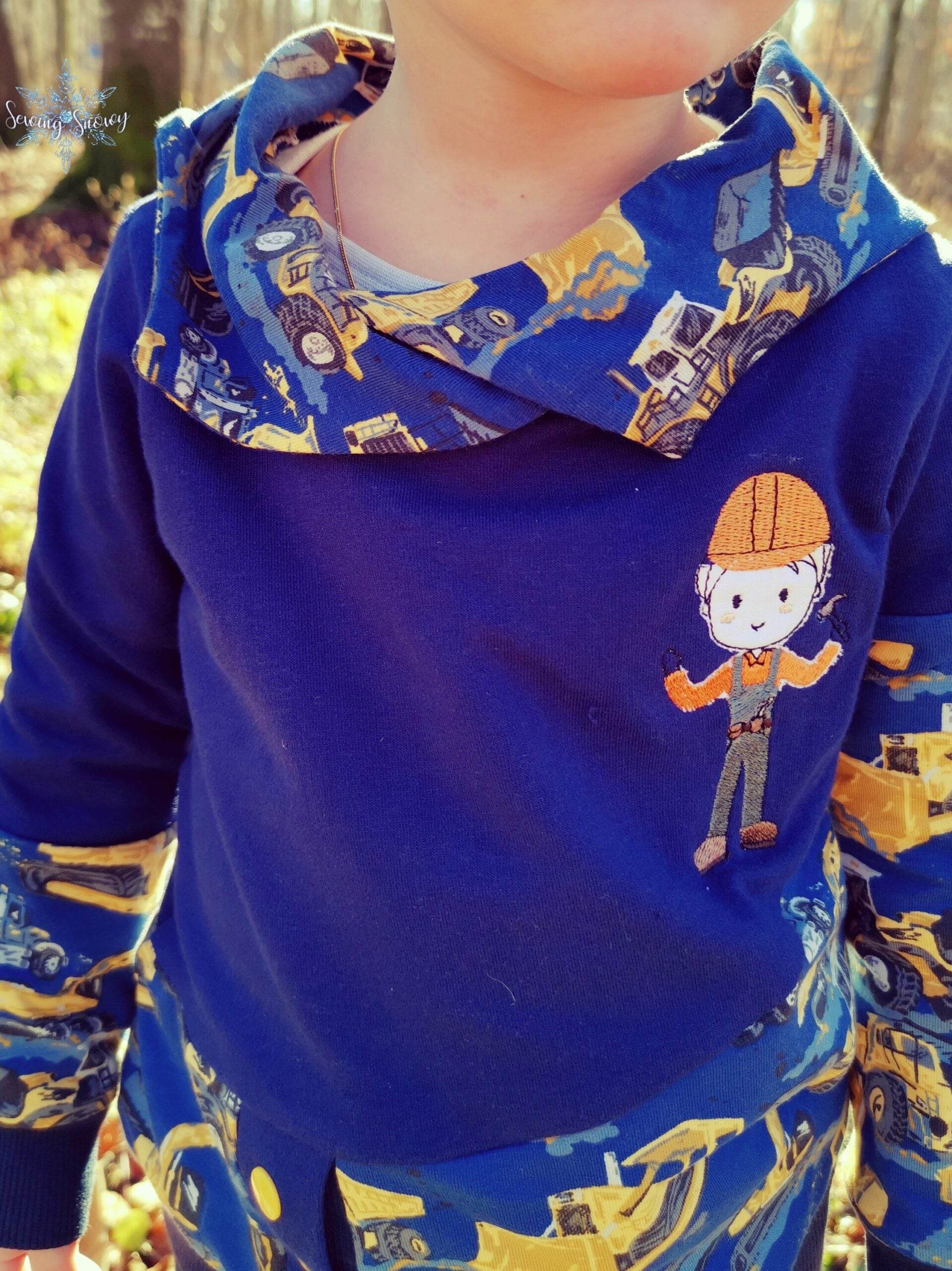 Bauarbeiter Stickdatei – der kleine Helfer mit Helm und Herz für deine Stickmaschine - Sewando