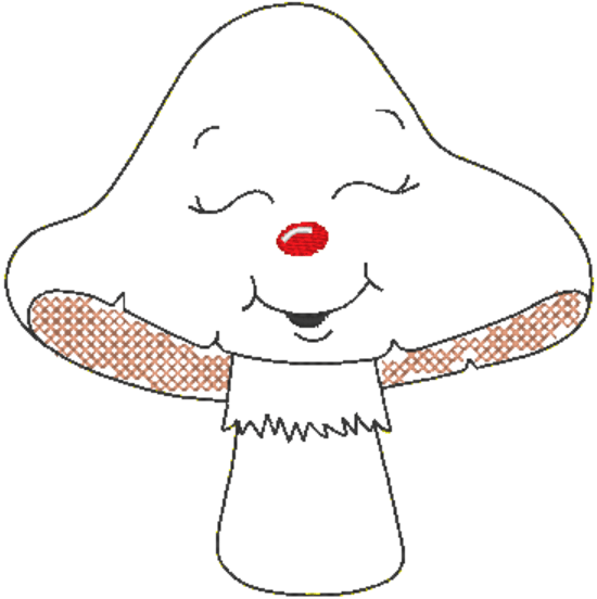 Stickdatei - 6 Pilze mit Gesicht (ITH und Doodle) - Sewando