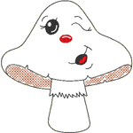 Stickdatei - 6 Pilze mit Gesicht (ITH und Doodle) - Sewando