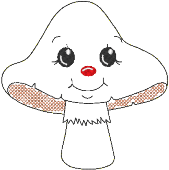 Stickdatei - 6 Pilze mit Gesicht (ITH und Doodle) - Sewando