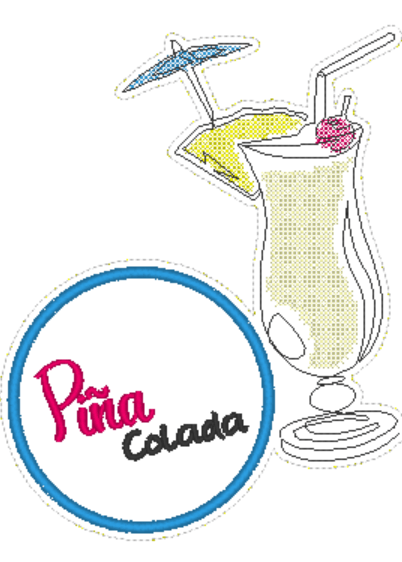 Stickdatei Cocktail - Untersetzer (Single Line) - Sewando