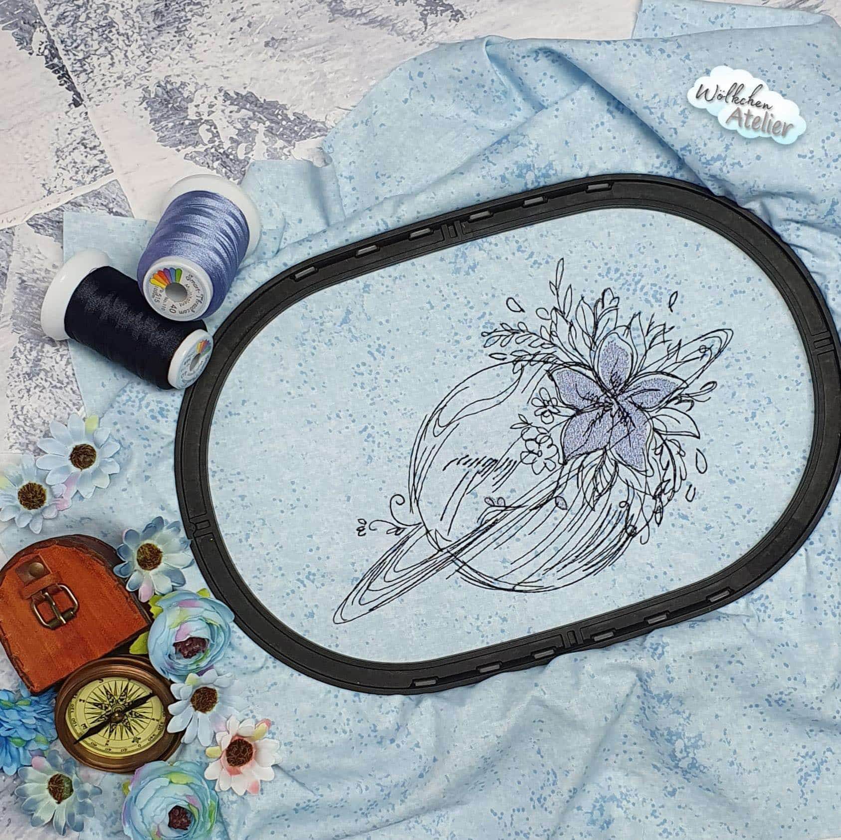 Planet mit Blume Stickdatei – für deine Stickmaschine - Sewando