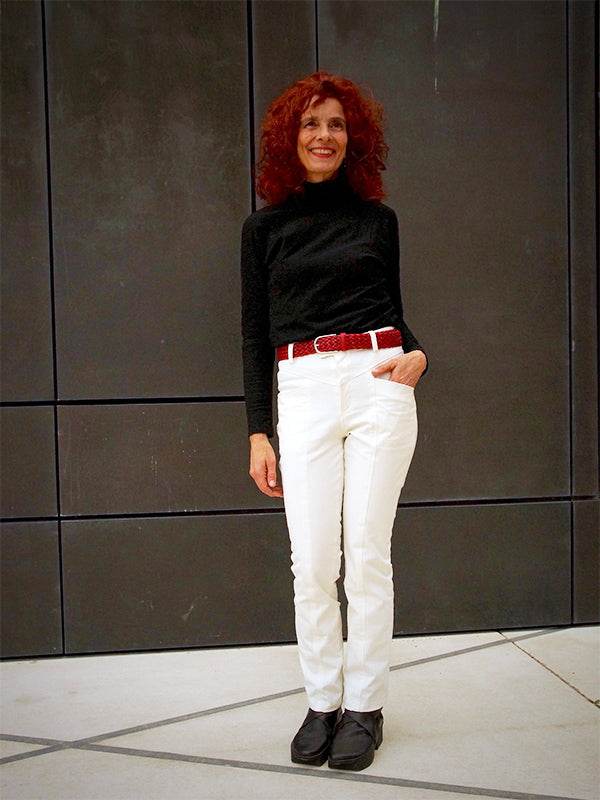 Schnittmuster PRIA- Jeans, Hose mit figurfreundlicher Längsnaht, fetzige Gesäßtaschen Gr. 34-54 - Sewando