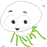 Stickdatei - Doodle-Applikation "QUALLE"  in 4 Größen