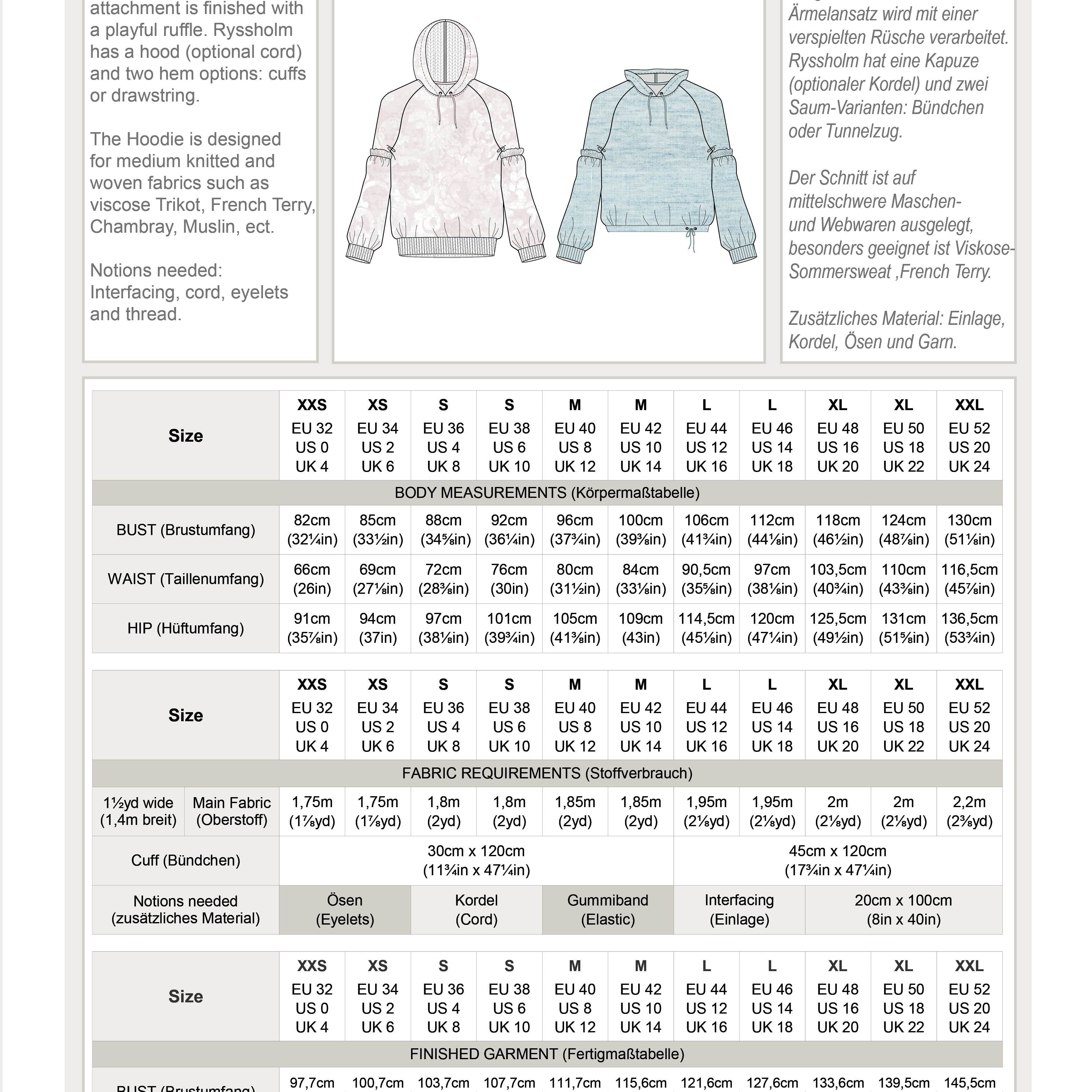RYSSHOLM.hoodie | Damen | 32-52 Schnitt : - Sewando