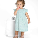 Schnittmuster Mädchenkleid ELLA in mintgrün mit Volants, ideal für kleine Mädchen, charmantes Retro-Kleid.