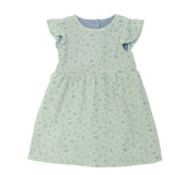 Schnittmuster Mädchenkleid ELLA – Retro Kleid mit Volants in mintgrün mit floralen Mustern.