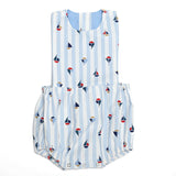 Schnittmuster Baby Bloomer MARCO in hellblau mit Bootsmotiven und Druckknöpfen, digitaler Schnittmuster-Download.