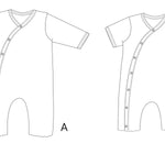 Schnittmuster Strampler LEON PDF 2-in-1, Baby-Design mit Knöpfen, Größen 50/56-98/104, digitale Vorlage.