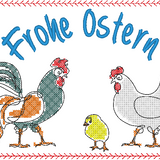 Stickdatei - Türschild / Wandhänger Ostern "Hahn & Henne"